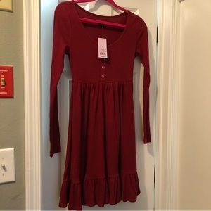 Waffle knit sweater dress